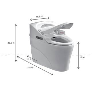 OVE Decors Yosemite 1.27 GPF Single Flush Elongated Smart Toilet and Bidet with Seat in White 15WST-YOSE32-WH