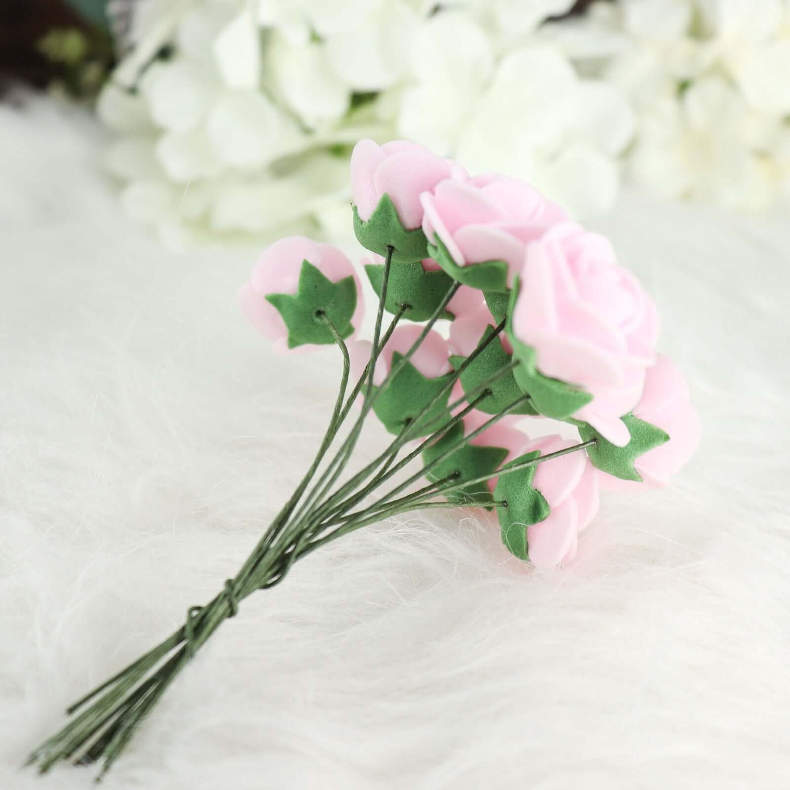 48 Roses Pink Real Touch Artificial DIY Foam Rose Flowers With Stem, Craft Rose Buds 1