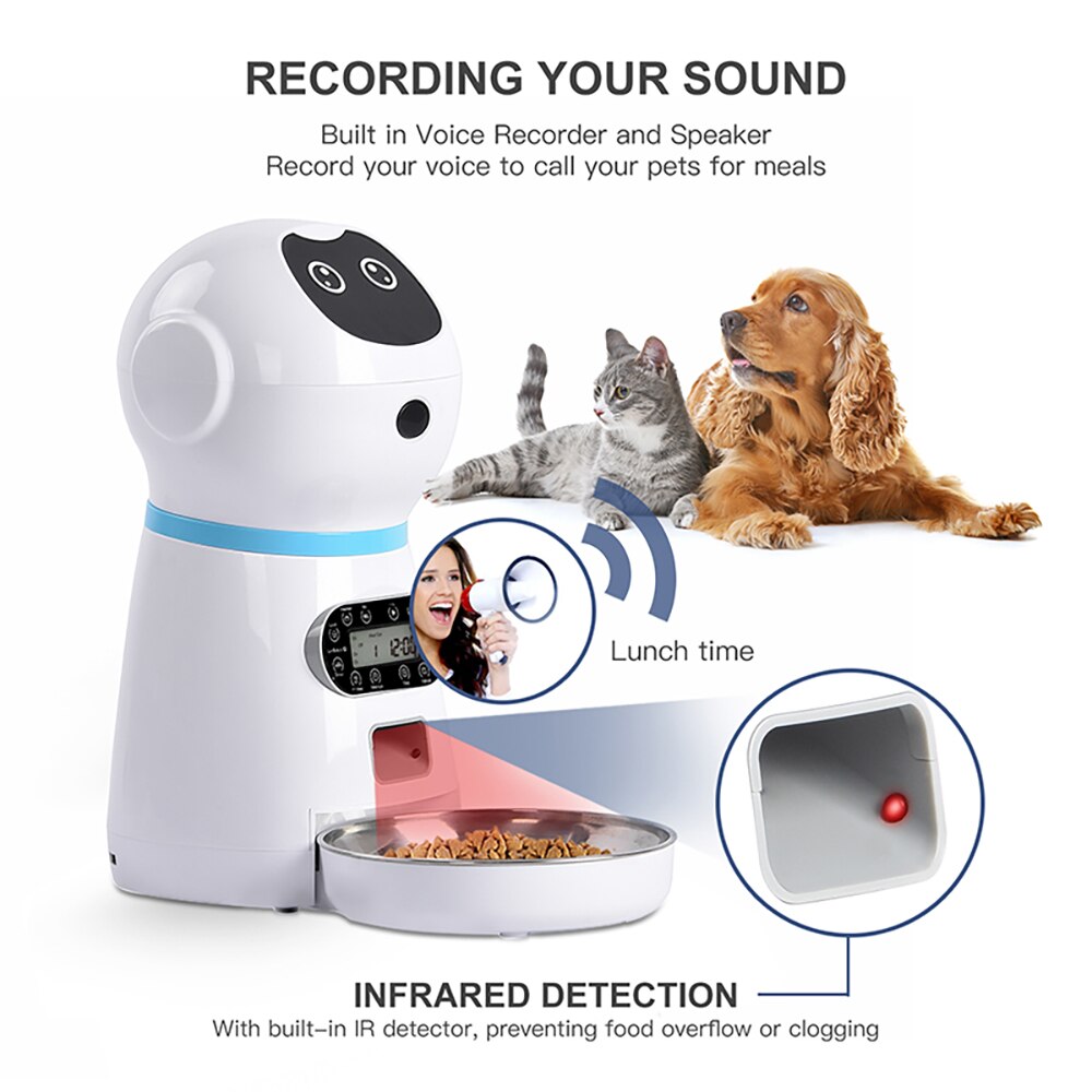 Household goods 3.5L Pet Feeder Fashion Smart Automatic Pet Feeder Medium Small Dogs Cat Food Detachable Voice Recorder And Timer