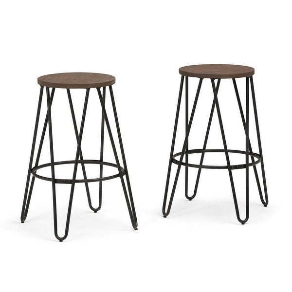 WYNDENHALL Kendall Industrial Metal 26 inch Metal Counter Height Stool with Wood Seat (Set of 2) - 15.7