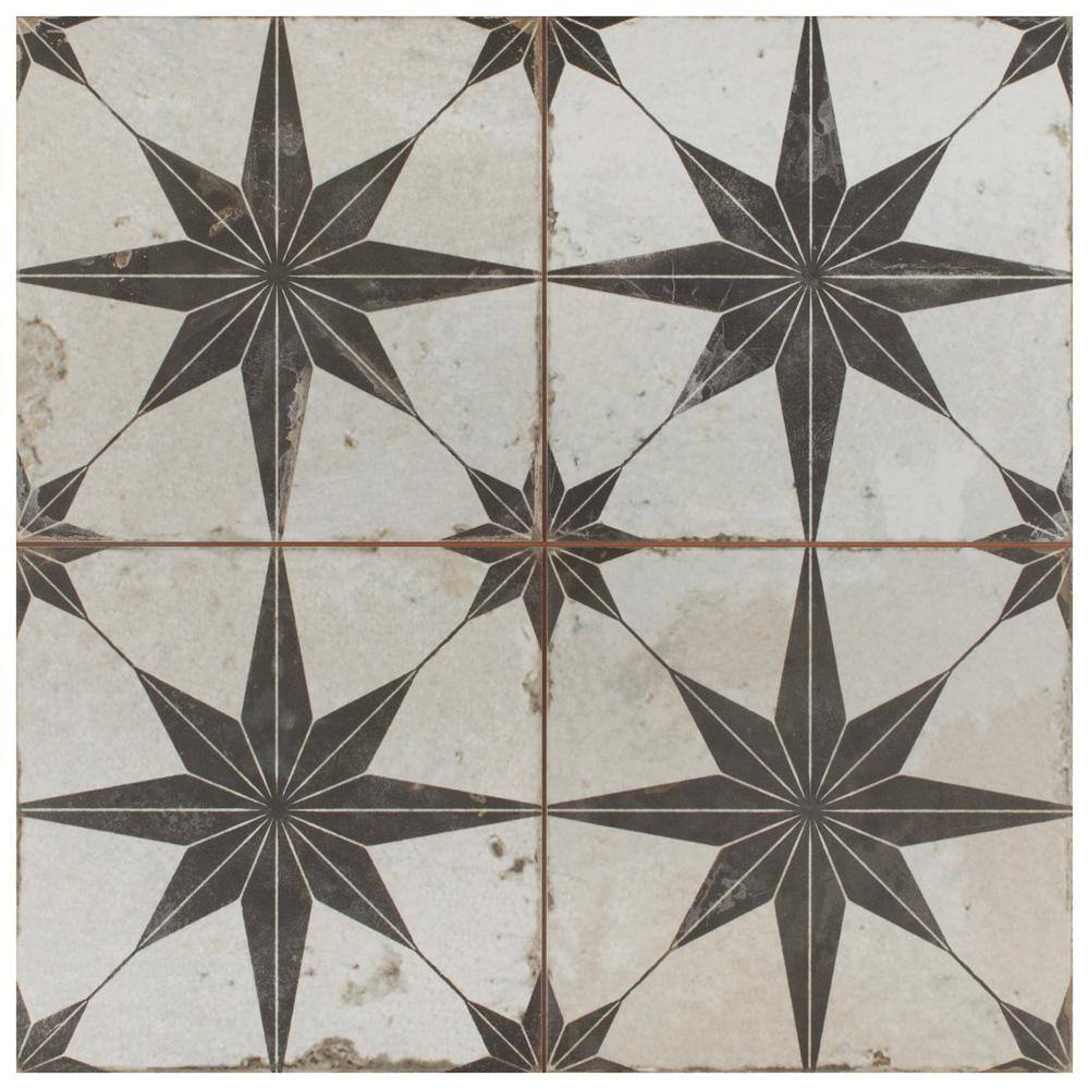 Merola Tile Kings Star Nero 17-58 in. x 17-58 in. Ceramic Floor and Wall Tile (10.95 sq. ft.Case) FPESTRN