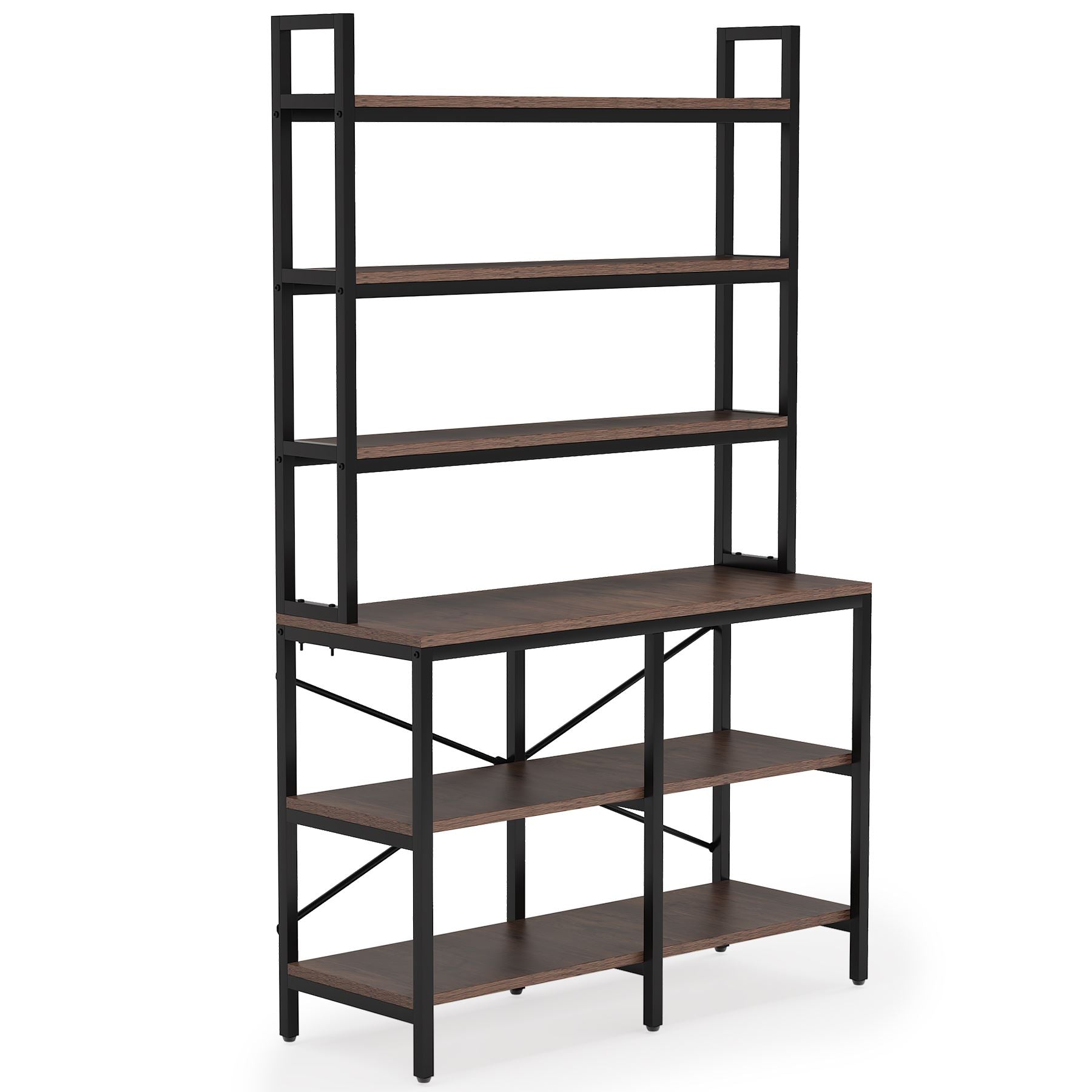 6-Tier Bookshelf, Industrial Etagere Bookcase Storage Rack