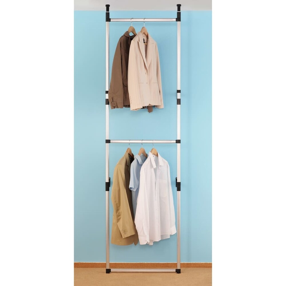 vidaXL Telescopic Wardrobe System with Rods Aluminum   25.6\