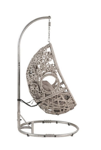 ACME Sigar Patio Hanging Chair with Stand  Light G...