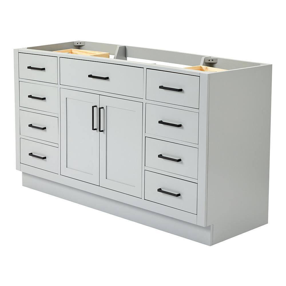 ARIEL Hepburn 60 in. W x 21.5 in. D x 34.5 in. H Bath Vanity Cabinet without Top in Grey T060S-BC-GRY