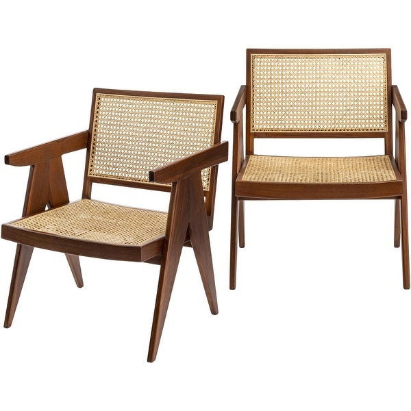 Adelrina Wood and Rattan Dining Chairs (Set of 2)