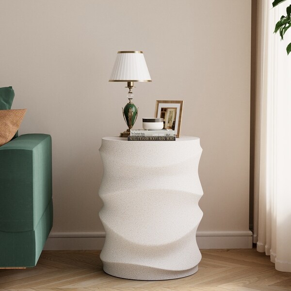 COSIEST Outdoor WavePatterned Column Side Table