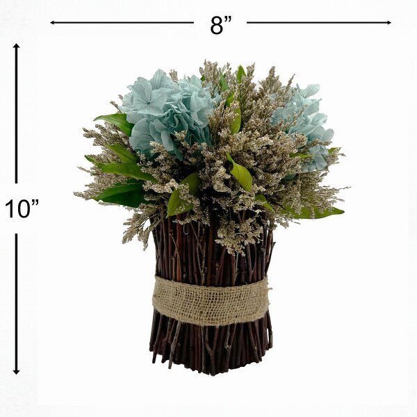 Preserved 10 Inch Decorative Hydrangea Standing Topiary Plant