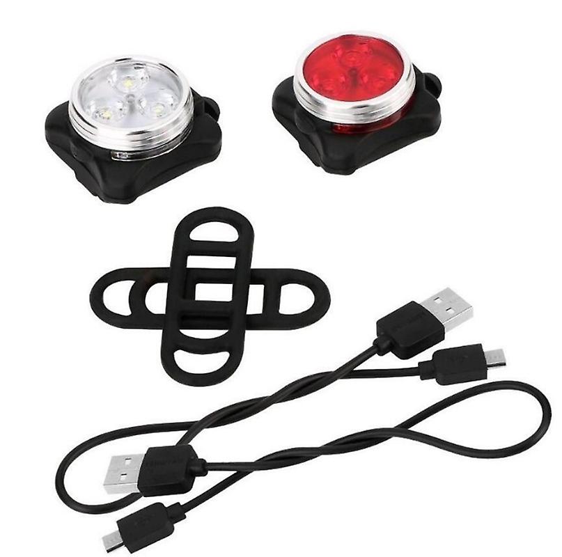 Rechargeable Usb Led Bike Tail Cycling Front Rear Headlight Set