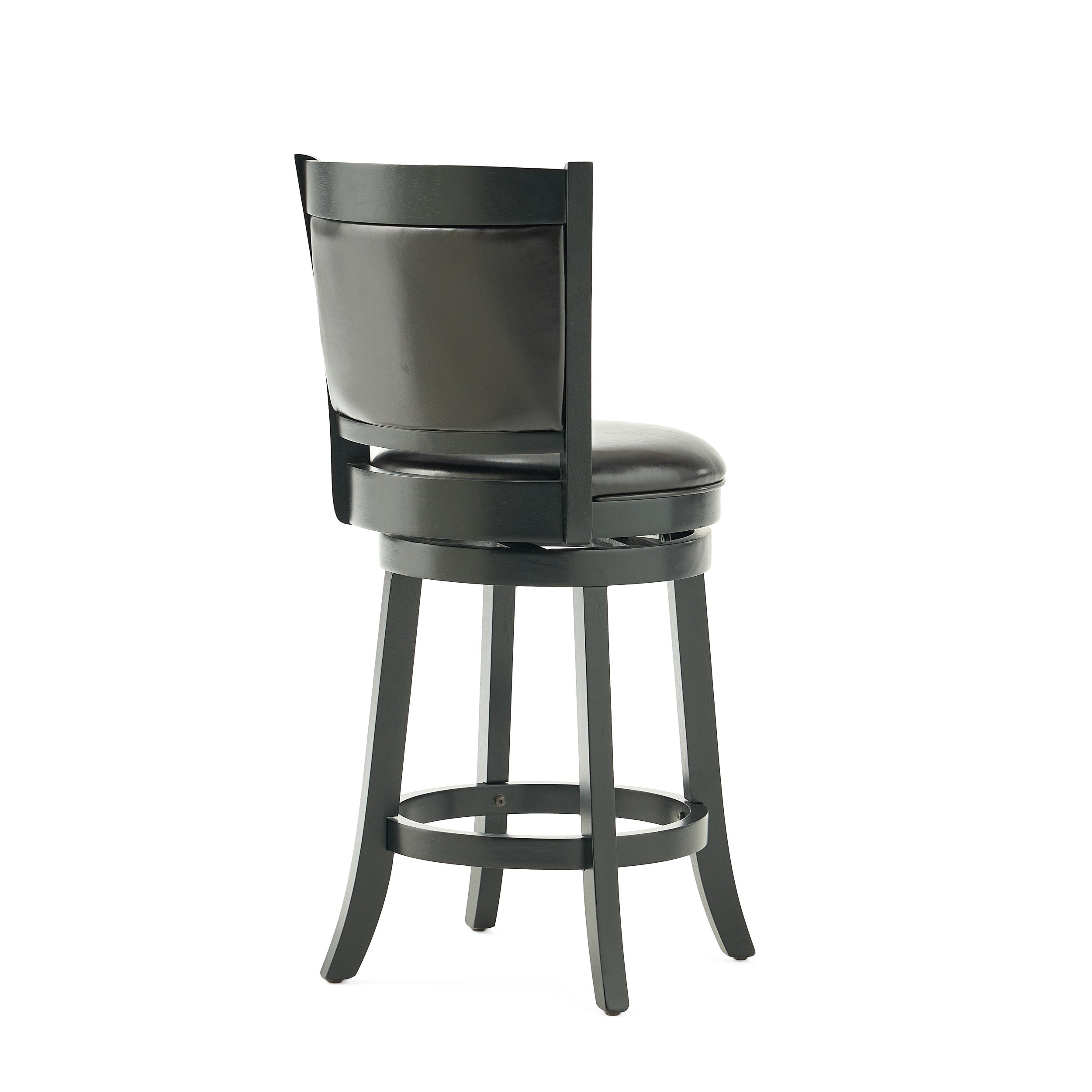 Davis 24-Inch Black Bonded Leather Swivel Backed Counter Stool