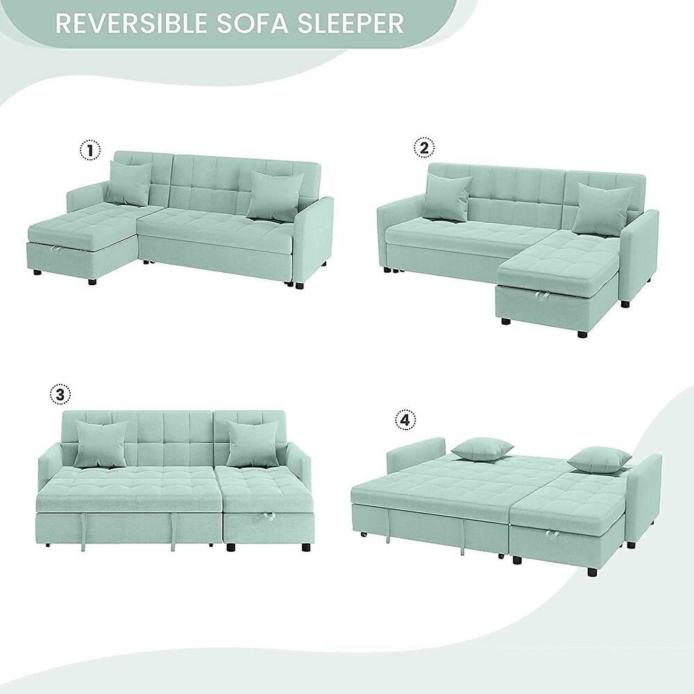 Reversible Sleeper Sectional Sofa with Storage Chaise