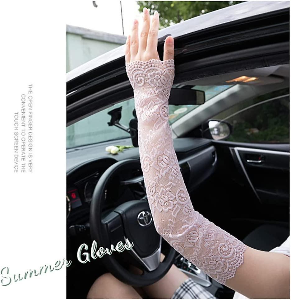 1 Pair Ice Silk Lace Sun Protection Sleeve Gloves Summer Lace Thin Ice UV Arm Sleeves Sun Protection