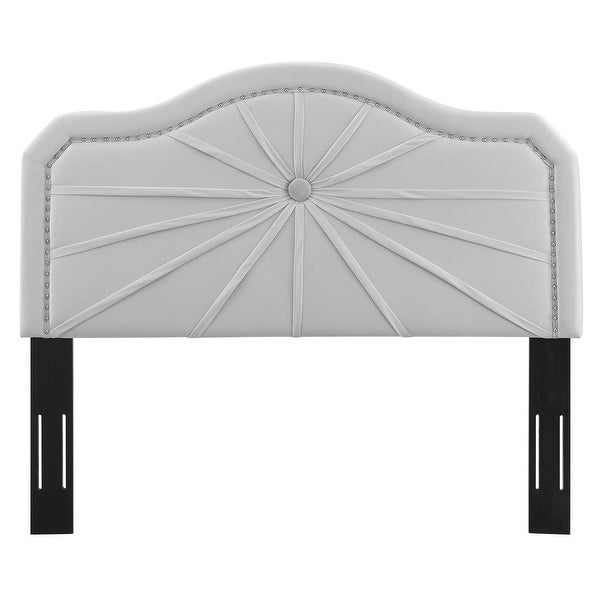 Edmond Light Grey Velvet Upholstered Twin Size Headboard with Nailhead Trim - - 33085062