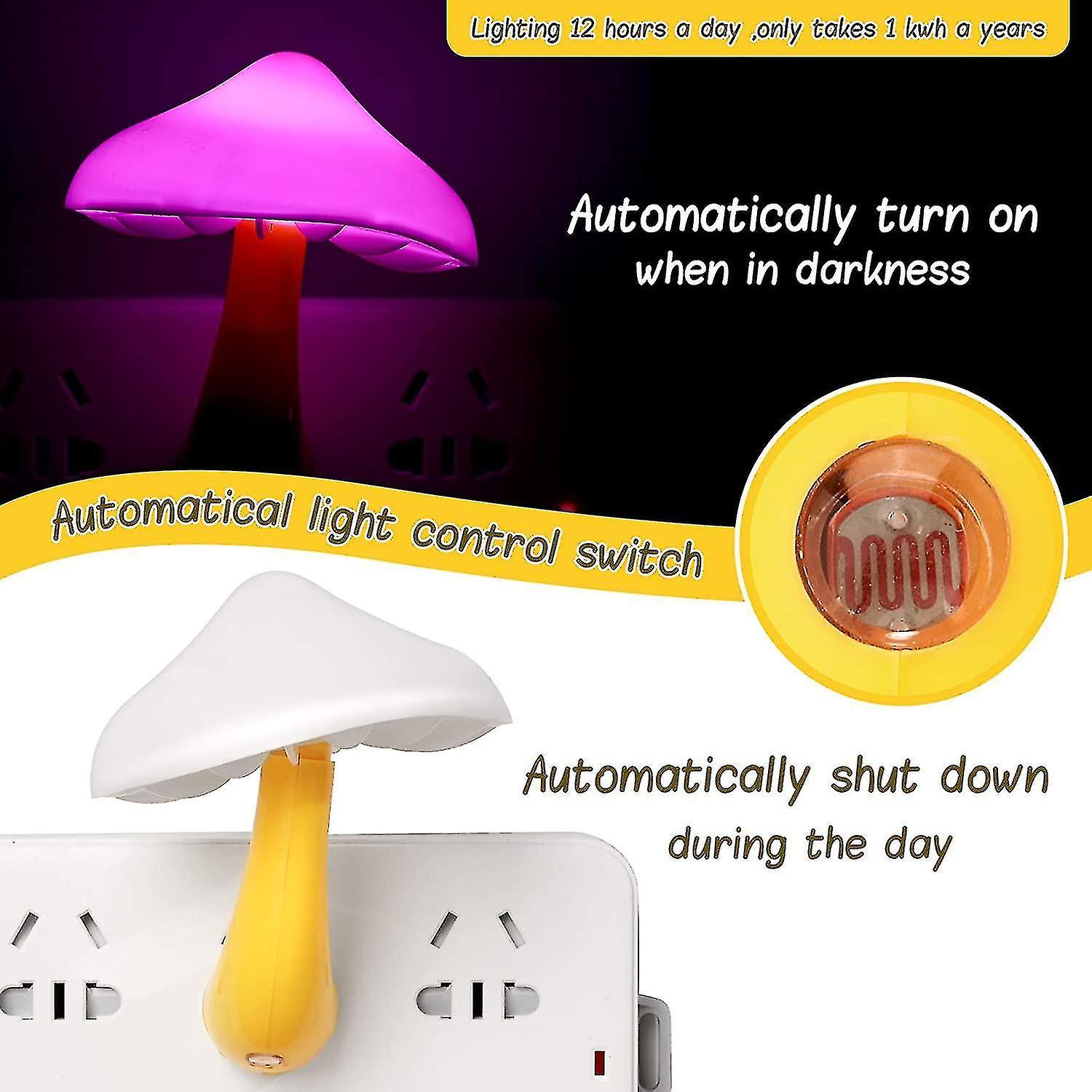 4 Pieces Led Mushroom Night Light Lamp Plug In Mushroom Night Lamp Lights Wall Lamps Nightlight Mush