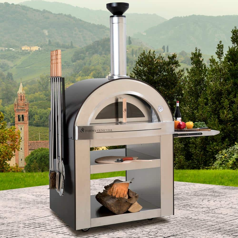 FORNO VENETZIA Torino 500 24 in. x 32 in. Wood Burning Oven with Cart in Copper FVTOR500C