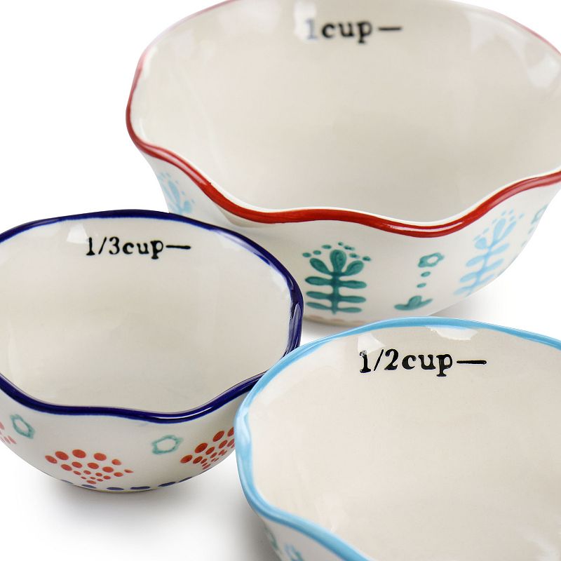 Gibson Home Village Vines 4 Piece Stoneware Measuring Cup Set