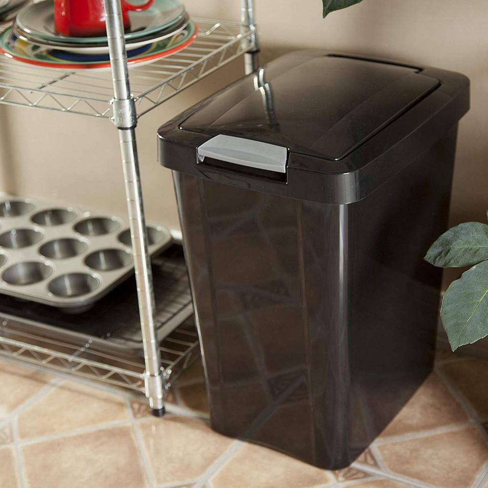 Sterilite 7.5 Gallon TouchTop Wastebasket with Titanium Latch Black (4 Pack) 4 x 10439004