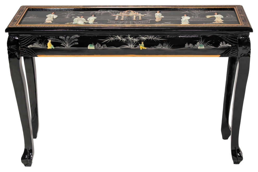 Classic Oriental Console Table  Unique Hand Carved Ladies Pattern  Black Lacquer   Asian   Console Tables   by Decor Love  Houzz