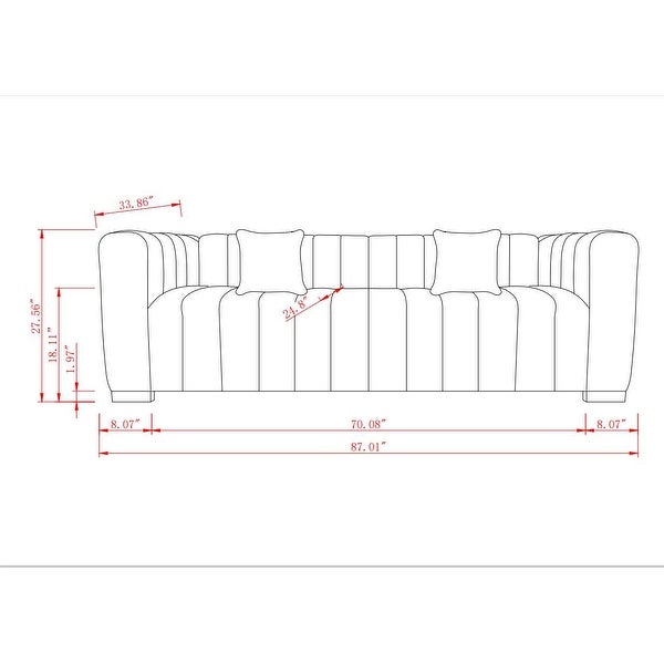 3 Seater Sofa Velvet Upholstered Chesterfield Bench Couches， with Pillows