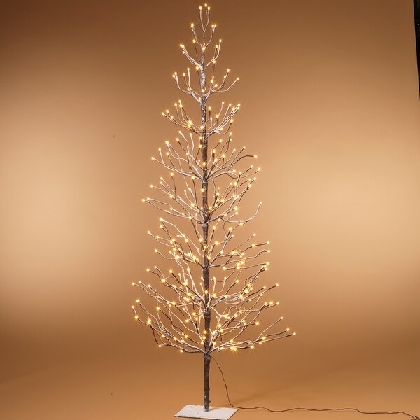 6 ft Tall Snowy Brown Pre Lit Tree with 296 Warm White LED Lights