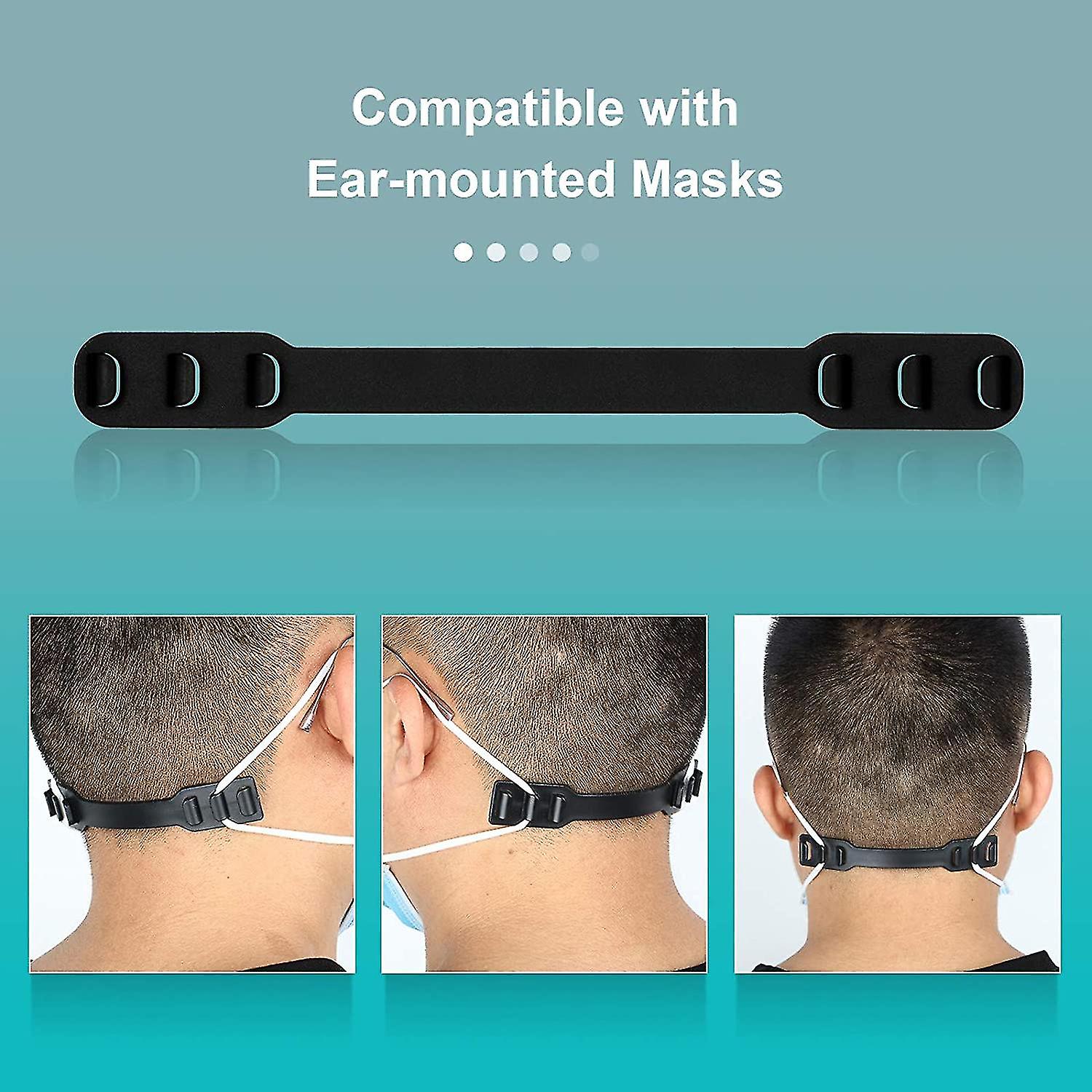 20 Pieces Mask Hook Mask Strap Mask Extension Relieve Ear Pain， Ear Hook Extension Ear Extension Black， 136*16mm)