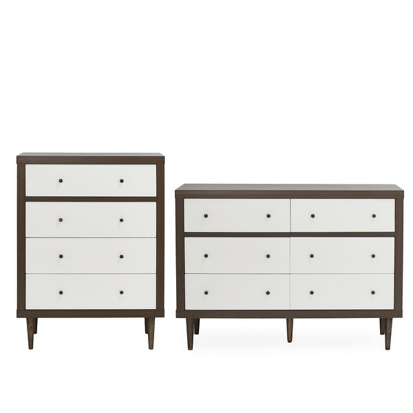 Nystrom 2 Piece Double Dresser and 4 Drawer Dresser Bedroom Set by Christopher Knight Home - - 37827511