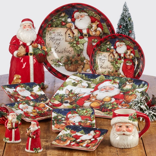 72oz Earthenware Magic Of Christmas Santa Cookie Jar Certified International