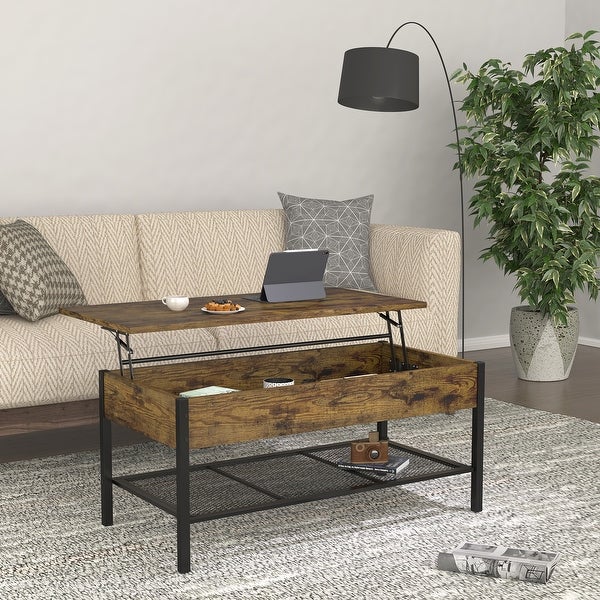 Adjustable Height Lift Top End Table with Sufficient Storage Space