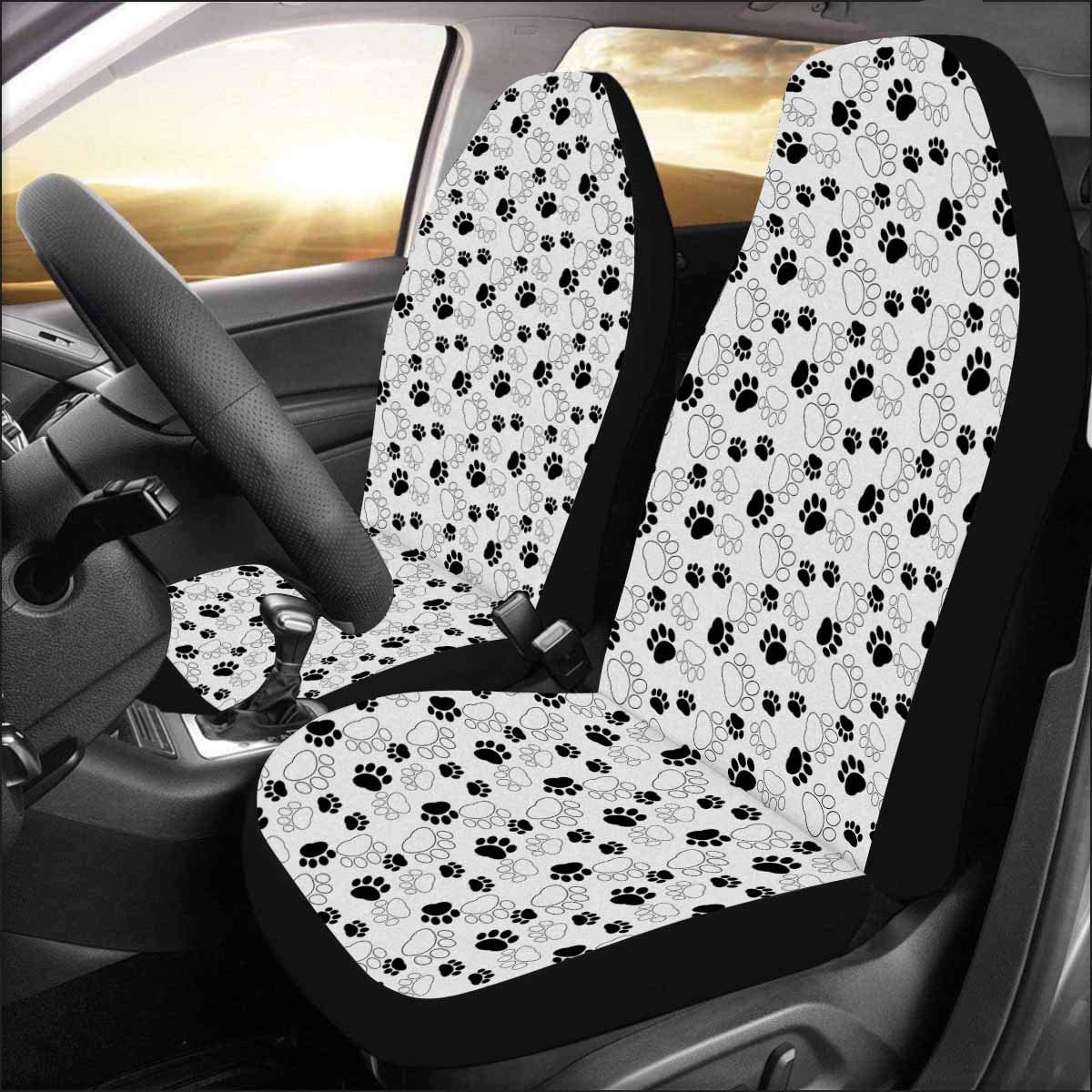 ZHANZZK Set of 2 Car Seat Covers Cute Pet Dog Paw Hand Drawing Universal Auto Front Seats Protector Fits for Car，SUV Sedan，Truck