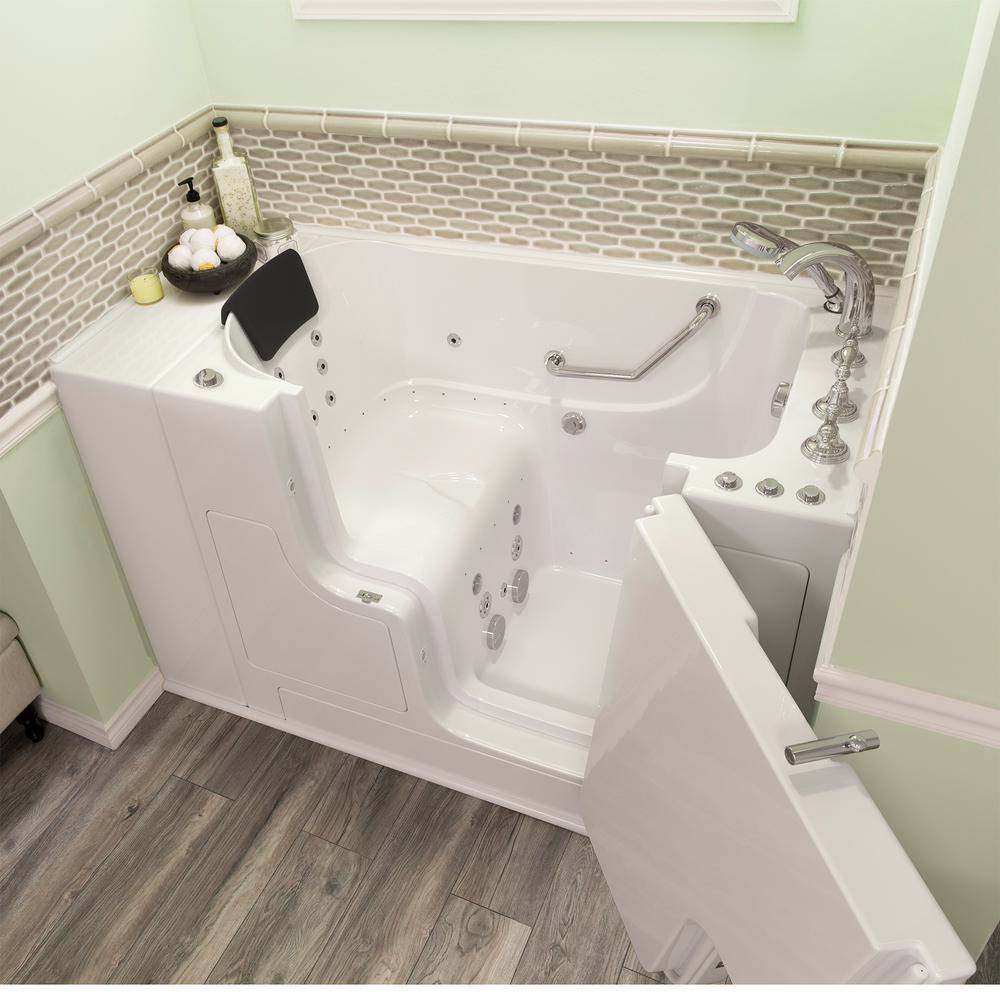 American Standard Gelcoat Premium 52 in. Right Hand Walk-in Whirlpool and Air Bathtub in White 3052OD.109.CRW-PC