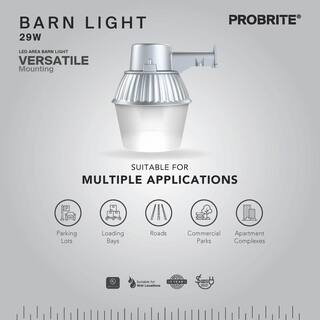 PROBRITE 250W Equivalent 3300 Lumens Standard LED Gray Dusk to Dawn Outdoor Barn Area Light LED29-PC-GR