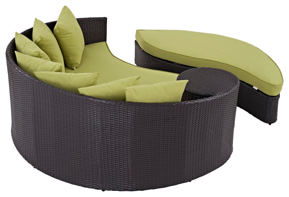 Espresso Peridot Convene Outdoor Patio Daybed   Tropical   Outdoor Chaise Lounges   by PARMA HOME  Houzz