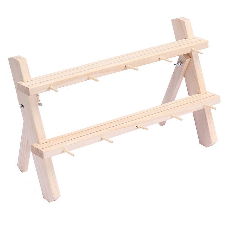 2-Tier Earring Display Stand Wooden Display Riser Retail Jewelry Card Display Stand with Groove and 10 Hooks