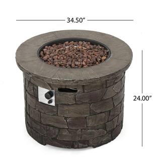 Noble House Stillwater 34.5 in. x 24 in. Dark Brown Circular Gas Outdoor Firepit 11852