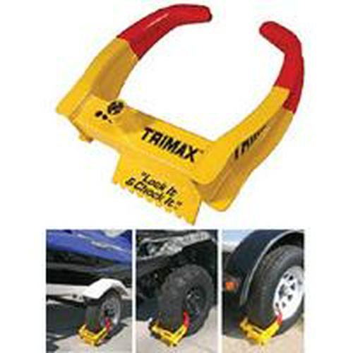 TRIMAX TCL75 Large Yellow Steel Deluxe Wheel Chock Lock