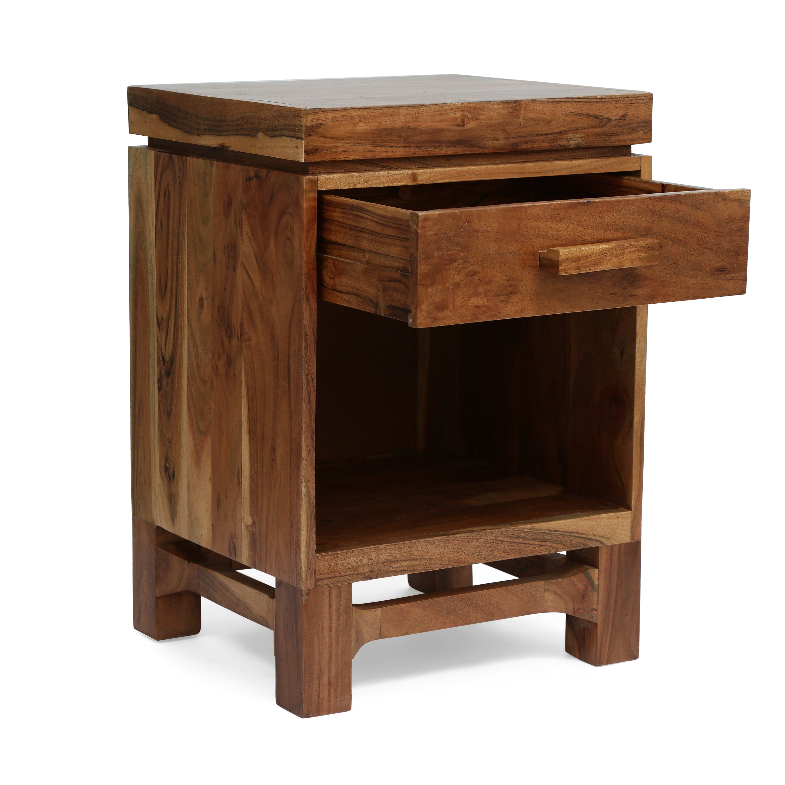 Lindale Boho Handcrafted Acacia Wood Nightstand