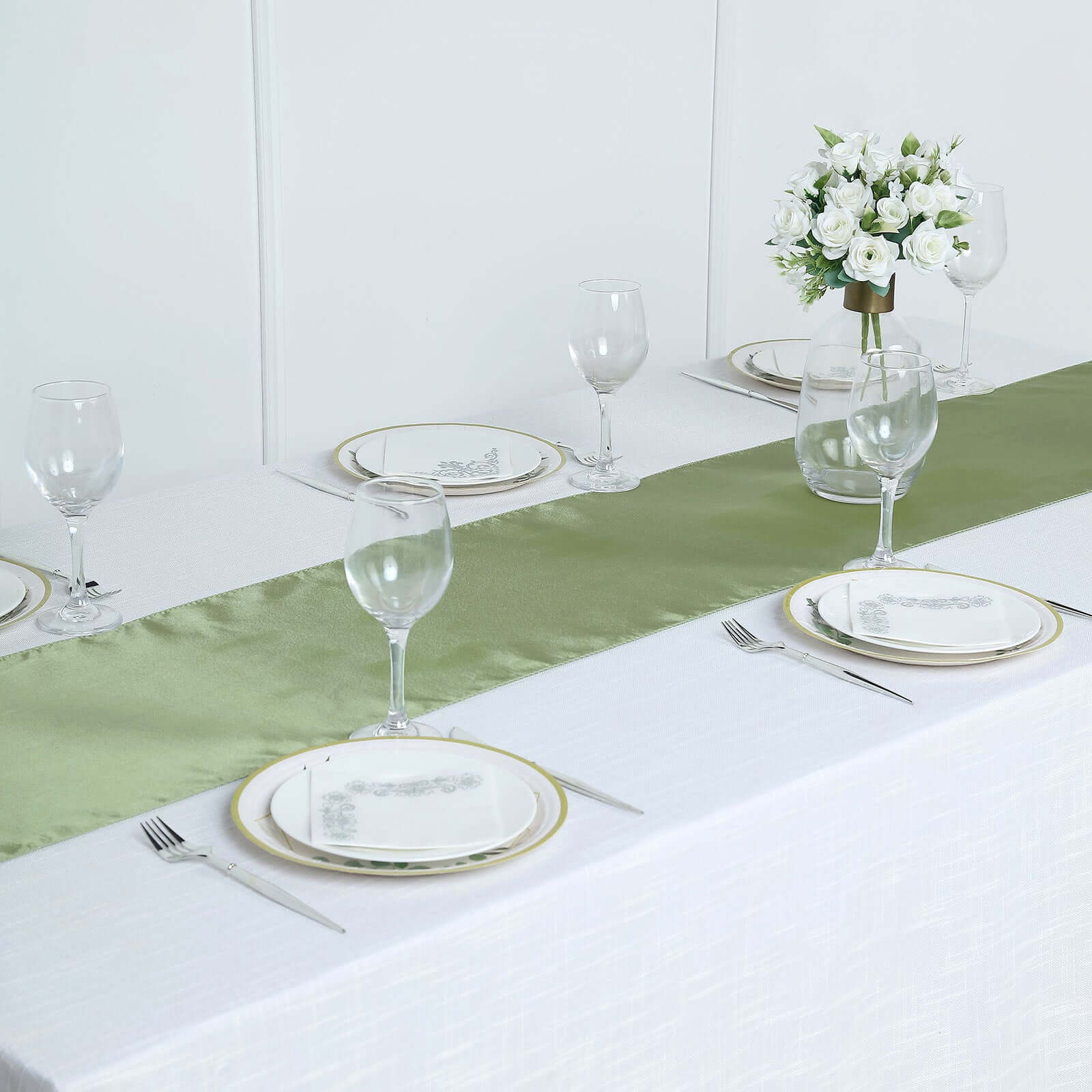 Sage Green Satin Table Runner 12