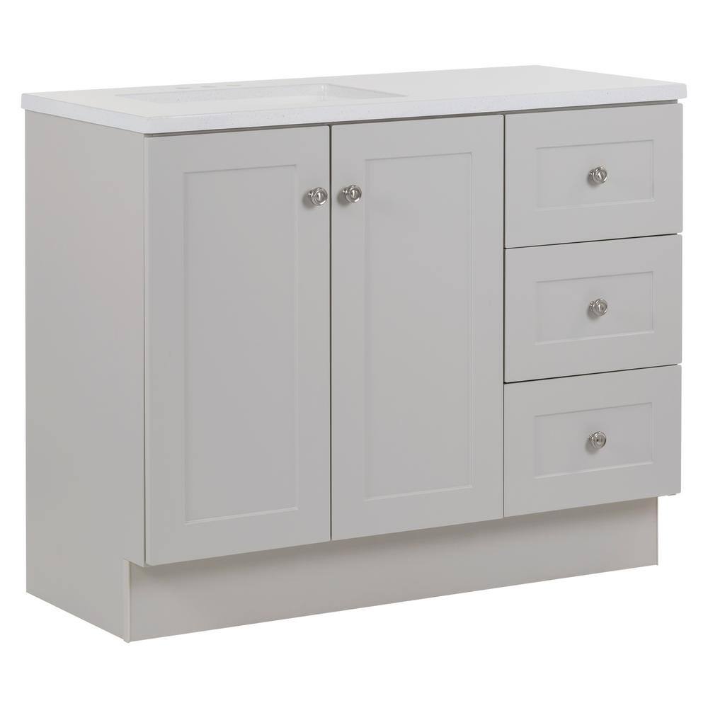 Glacier Bay Bannister 42.5 in. W x 18.75 in. D Bath Vanity in Pearl Gray with Cultured Marble Top in Colorpoint White with Sink BA42P2-PG