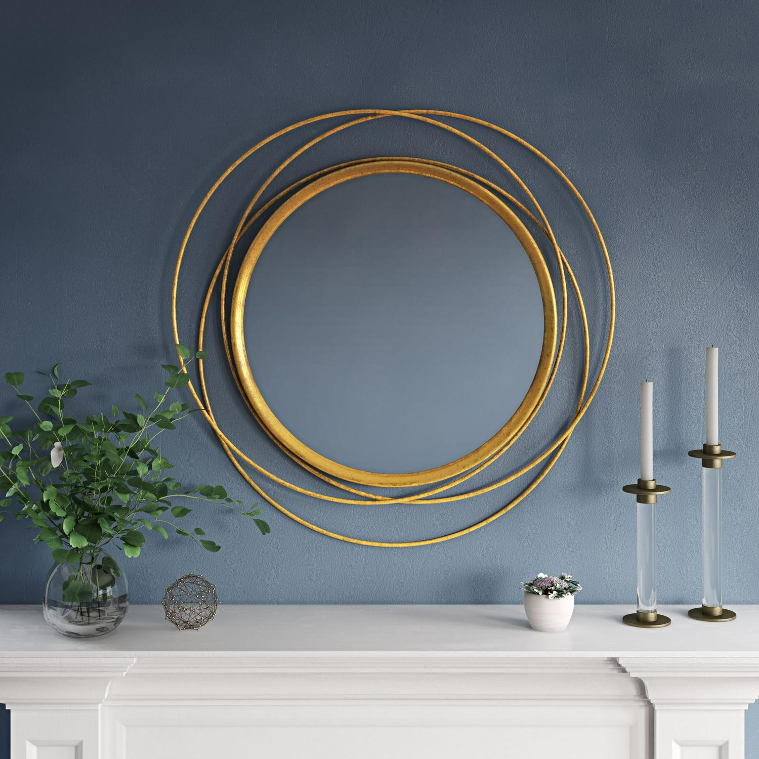 Mia 32 Round Wall Mirror， Gold