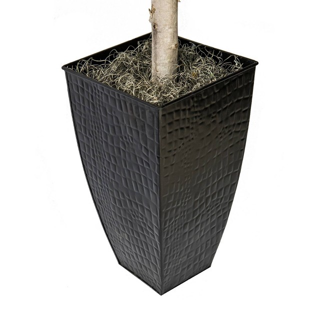 6' Artificial Metal Ficus Planter In Black - Lcg Florals