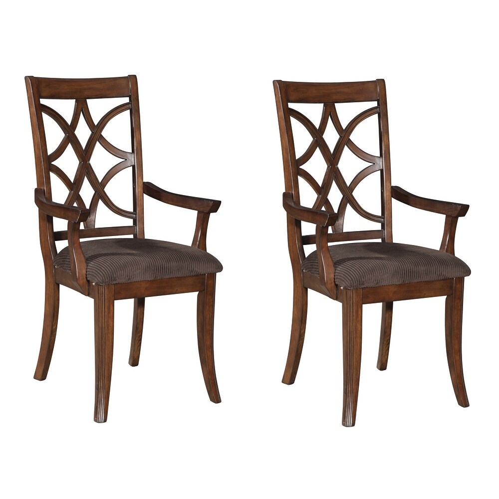 Carpenter Brown and Dark Walnut Cross Back Arm Chairs (Set of 2)