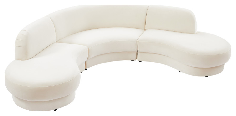 Rosa Velvet Upholstered 3 Piece Sectional   Contemporary   Sectional Sofas   by Meridian Furniture  Houzz