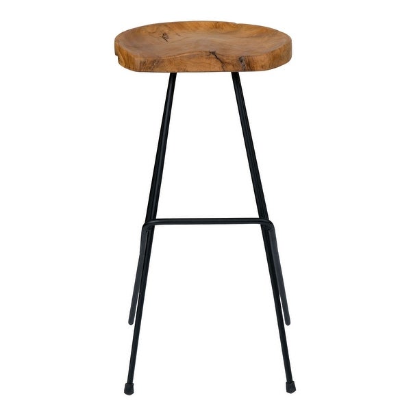 East at Main Natural Wood and Iron Backless Bar Stools (Set of 2)