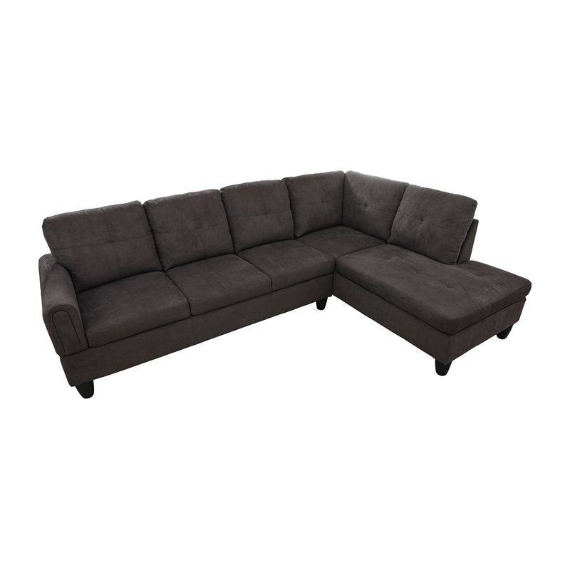 Star Home Living Puebla Linen Fabric Sectional Sofa Set in Dark Brown