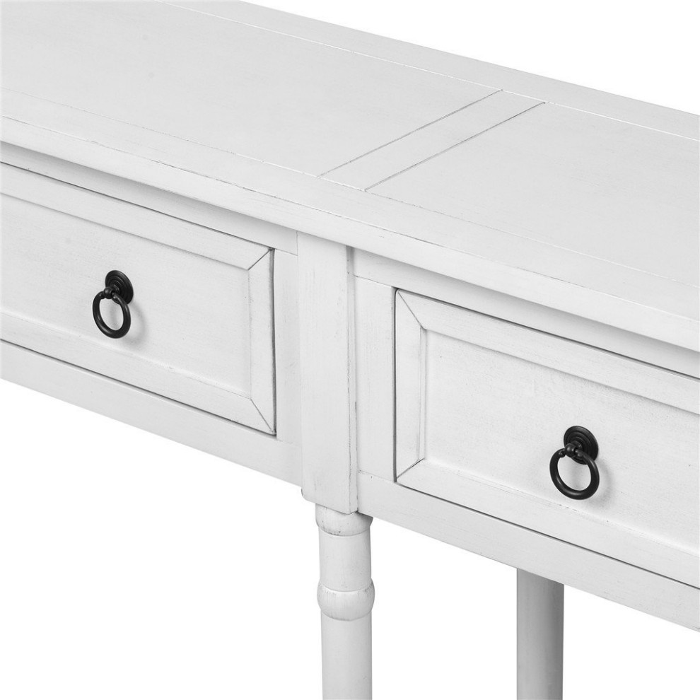 Traditional Console Table  Hardwood Frame  amp4 Drawers With Ring Pulls   French Country   Console Tables   by Decor Love  Houzz