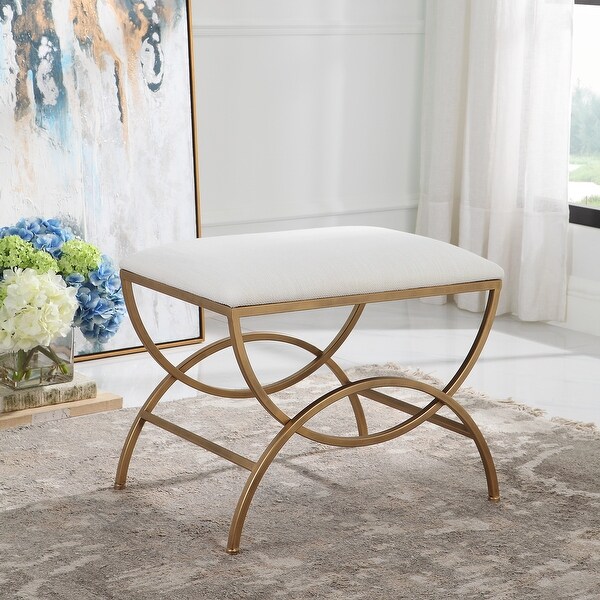 Beige Upholstered Accent Stool - 17.25