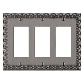 AMERELLE Amelia 3 Gang Rocker Metal Wall Plate - Antique Nickel 93RRRAN