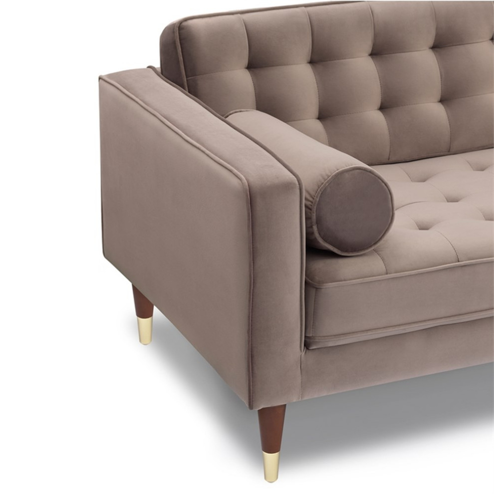 Armen Living Somerset Tufted Modern Velvet Right Sectional Sofa in Gray   Sofas   by Homesquare  Houzz