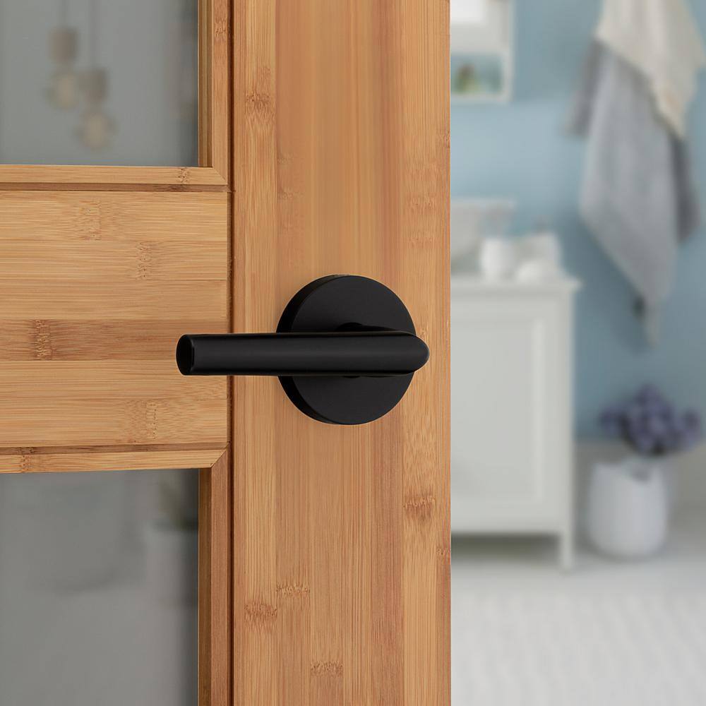 Kwikset Milan Matte Black Privacy BedBath Door Lever 730MILRDT5146ALRCS