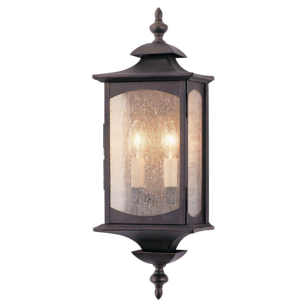 Generation Lighting Market Square 6.75 in. W 2-Light Oil Rubbed Bronze Outdoor 19 in. Wall Lantern Sconce OL2601ORB